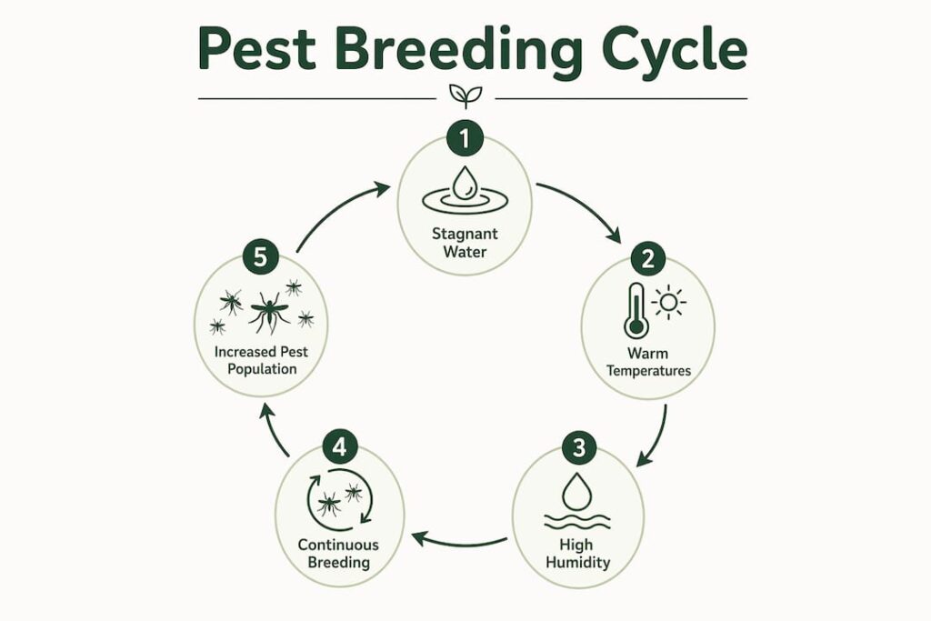 Infographic illustrating stages of pest breeding cycle