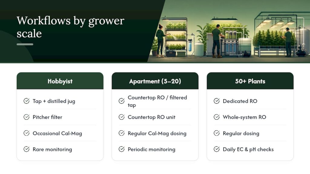 Water workflows by grower scale