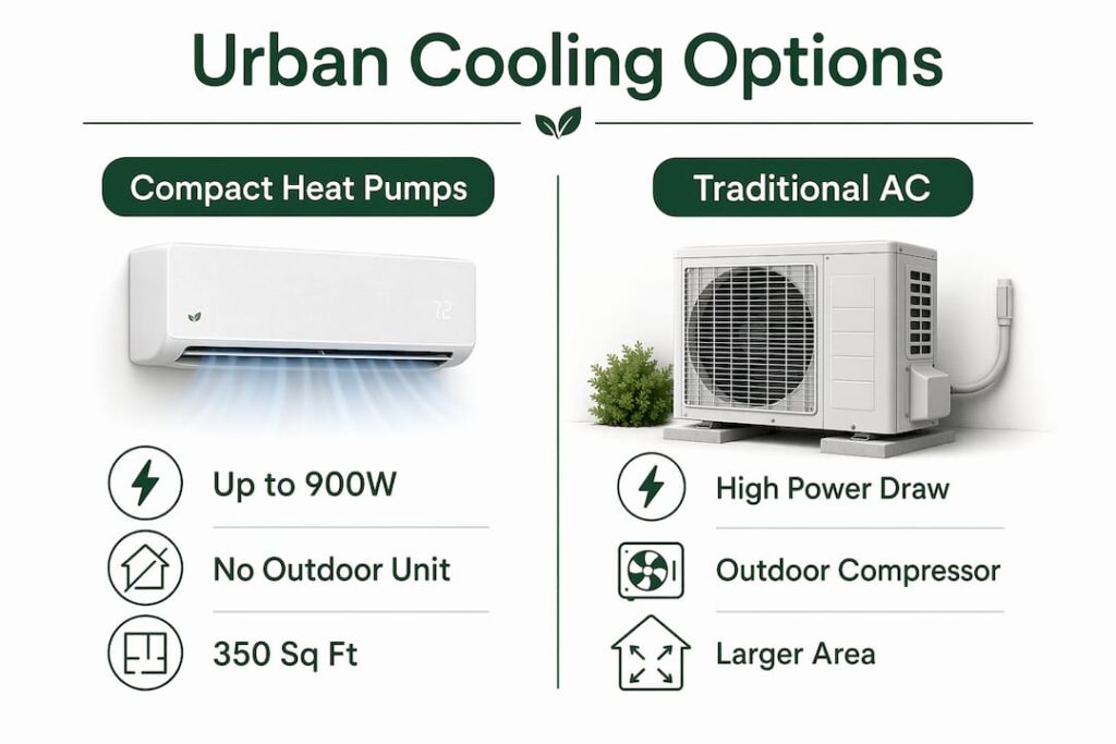 Comparison infographic of urban chilled cooling technologies