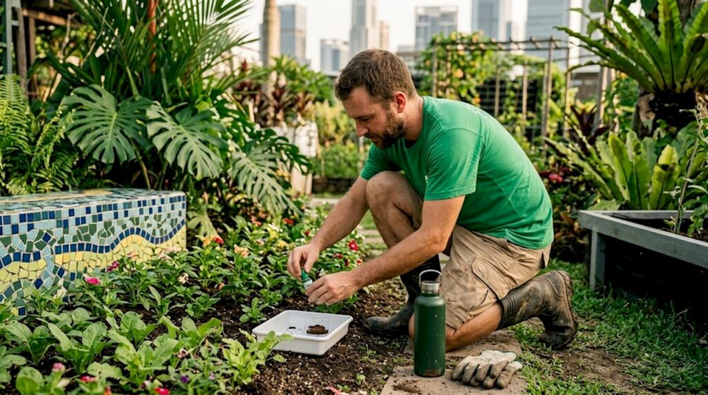 Gardening soil types: testing soil quality in a garden bed