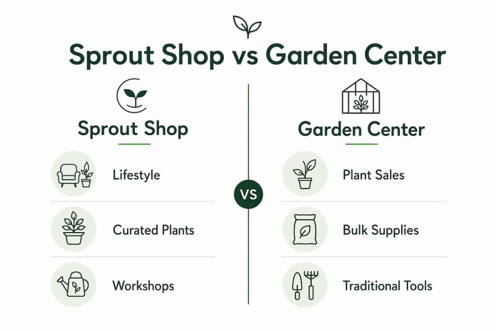 Infographic comparing sprout shops and garden centers
