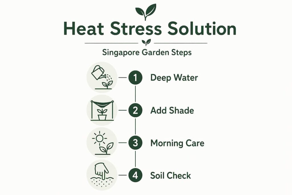 Infographic showing steps for plant heat management