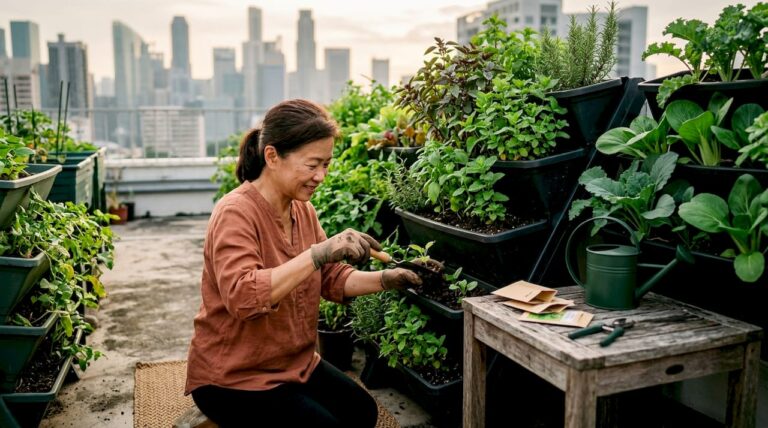 Urban food growing in Singapore: illustrative image for beginners