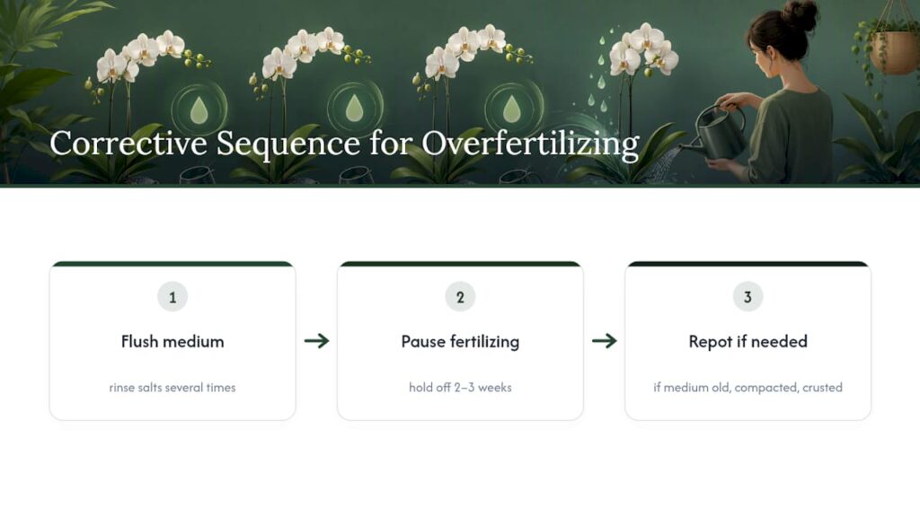Three-step orchid fertilizer flush process