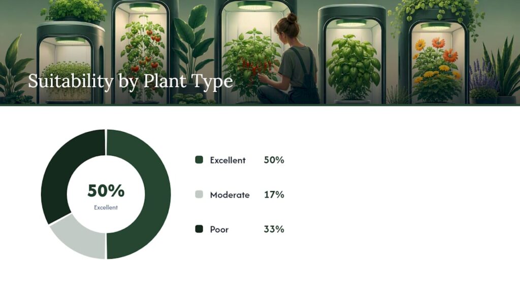 Suitability chart for plants grown in grow pods