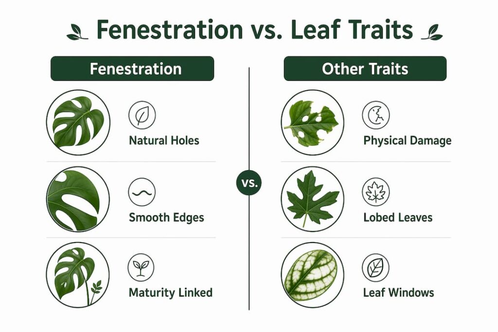 Infographic comparing fenestration and other leaf traits