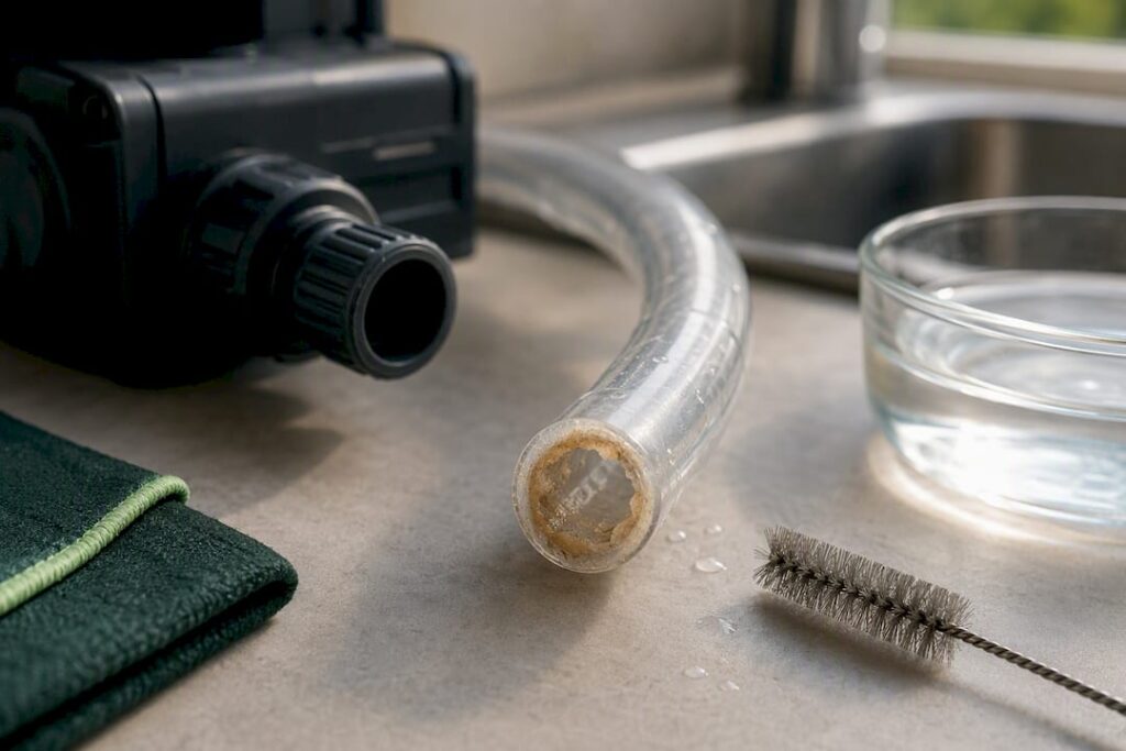 Mineral residue inside irrigation tubing