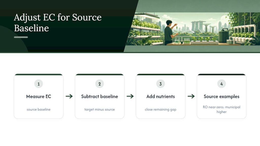 Source water EC subtraction and nutrient target diagram