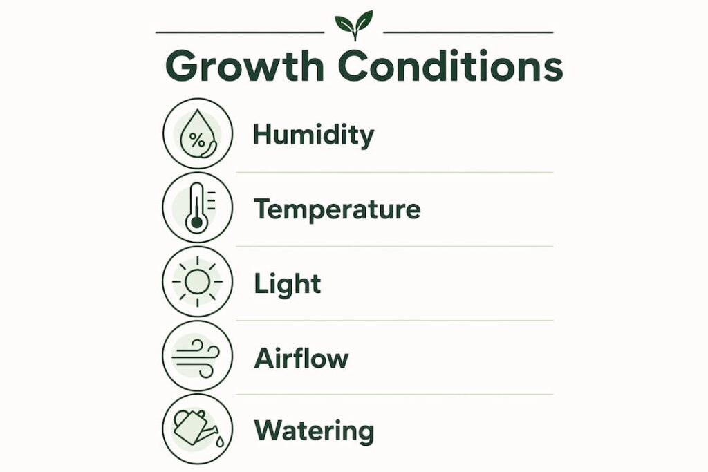 Infographic showing Monstera growth condition steps