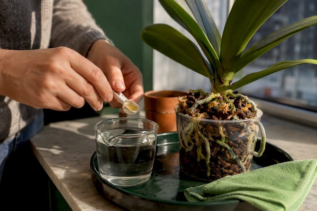 Orchid fertilizer schedule: 3+1 Orchid Feeding: 1/4 tsp for Home Orchids on Bark or Moss